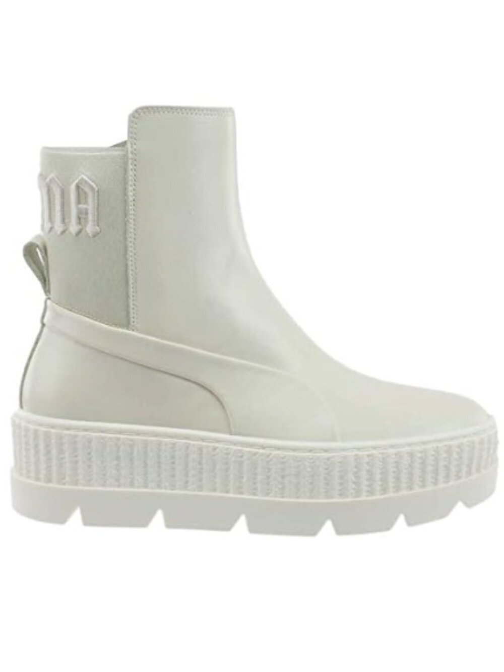 PUMA X Fenty Rihanna Women's Chelsea Casual Ankle Boots in White & Tan Size 7.5